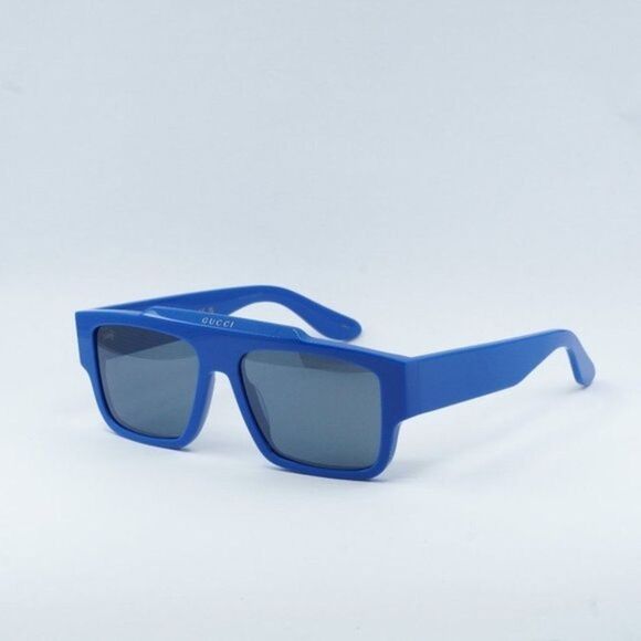 NEW GUCCI GG1460S 004 SOLID AZURE / BLUE FLASH MIRROR SILVER SUNGLASSES